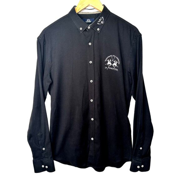 La Martina Buenos Aires Mens Shirt Button Up Slim Fit Long Sleeve Black Small - Picture 1 of 11